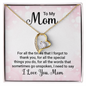 ShineOn Fulfillment personalized mom necklace with message card gold heart pendant with crystal on pink card