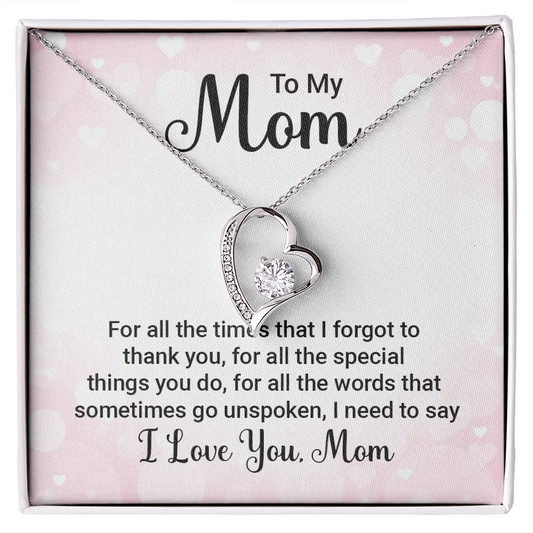 ShineOn Fulfillment personalized mom necklace with message card heart pendant and sparkling cubic zirconia in gift box