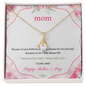 Gold pendant necklace with solitaire stone in floral Mom gift box with message because of your belief in me necklace