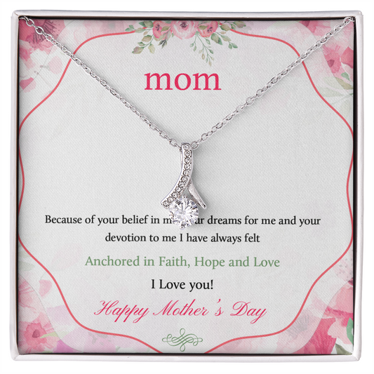 ShineOn Fulfillment mom gift silver pendant necklace in floral box with card because of your belief in me necklace