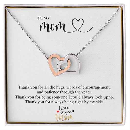 ShineOn Fulfillment personalized interlocking hearts necklace my mom gift box two tone rose gold and silver heart pendant