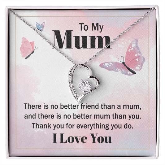 ShineOn Fulfillment personalized mom necklace heart pendant with crystal on To My Mum butterfly gift card