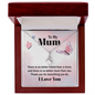 ShineOn Fulfillment personalized mom necklace displayed in a red wooden gift box with teardrop pendant and To My Mum card