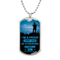 Necklace dog tag with Proud Army Dad of a Freaking Awesome Son design by Someone Said Gift