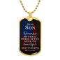 Gold necklace dog tag with American flag and inspirational message for son by Someone Said Gift