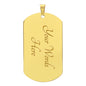 Gold-tone necklace dog tag with customizable engraved text Your Words Here