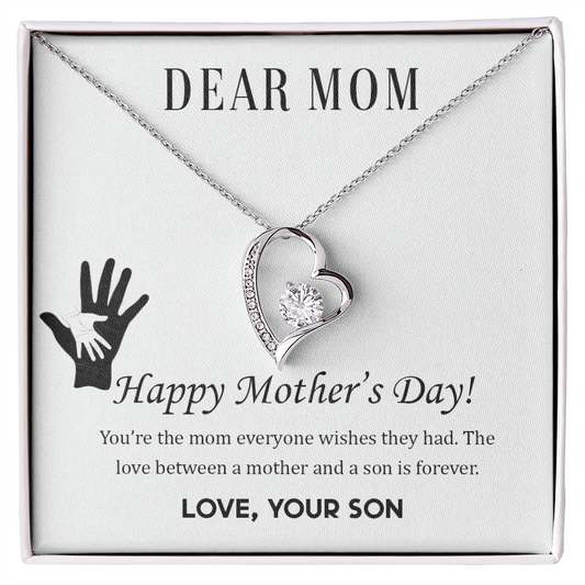 Gift for Mom Necklace heart-shaped silver pendant with clear gemstone in Someone Said Gift box
