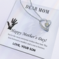 Gift for Mom Necklace from Someone Said Gift with heart pendant and clear stone on Mother's Day card