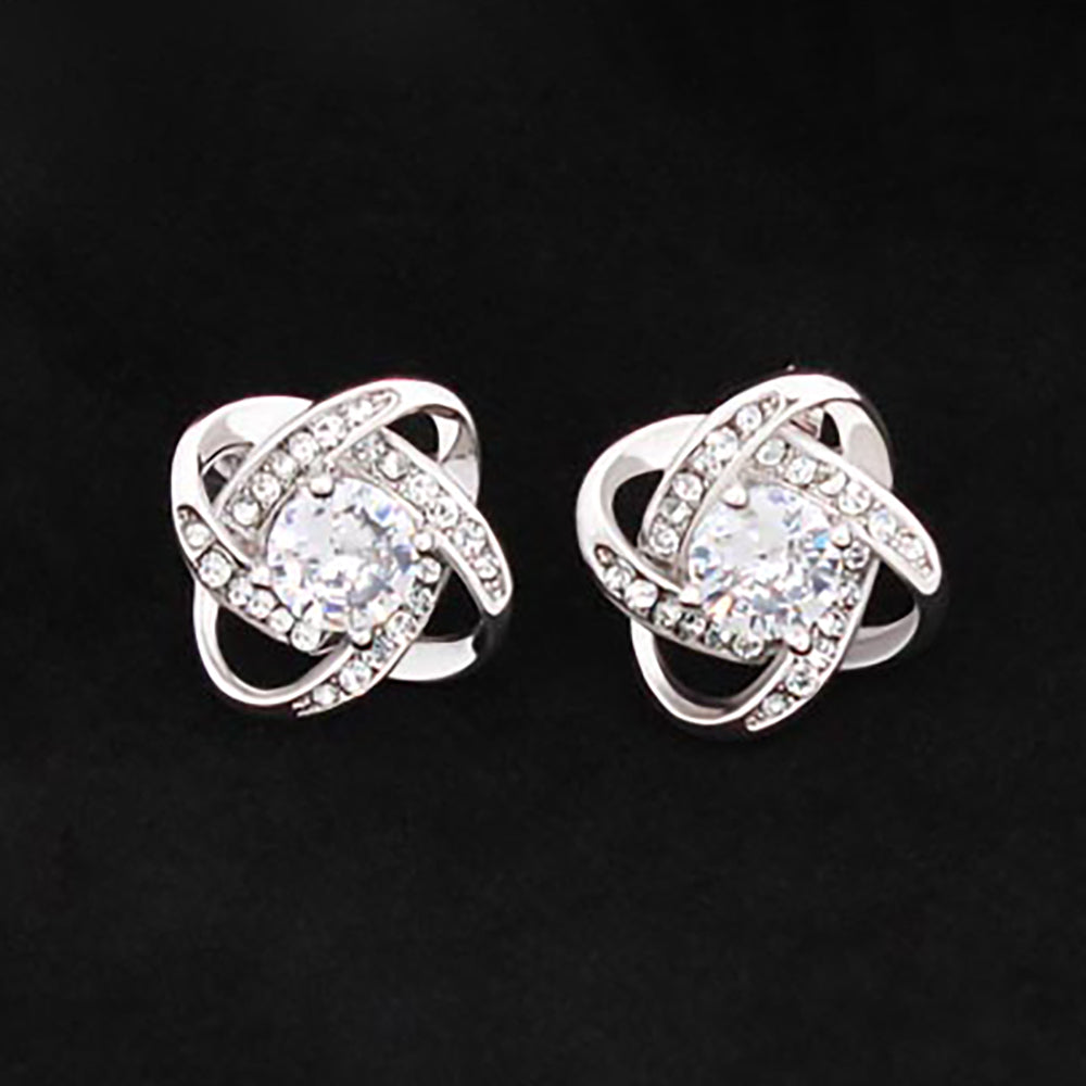 Someone Said Gift silver stud earrings with crystal accents in elegant swirl design