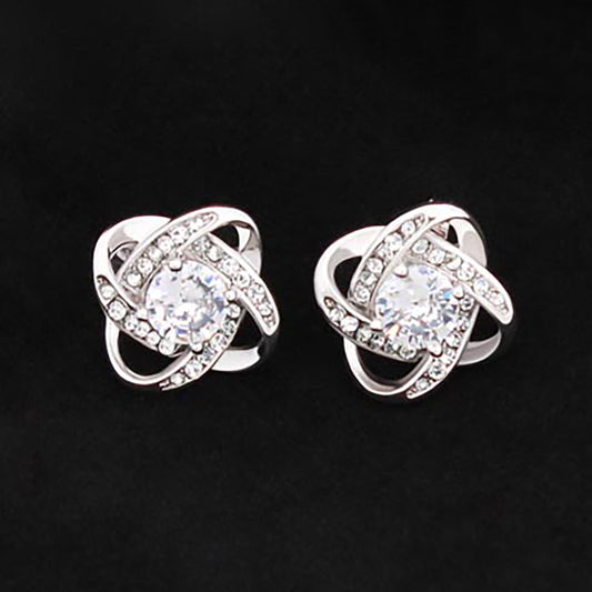 Someone Said Gift silver stud earrings with crystal accents in elegant swirl design