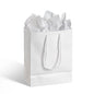 White jewelry gift bag with rope handles and white tissue paper inside by Someone Said Gift