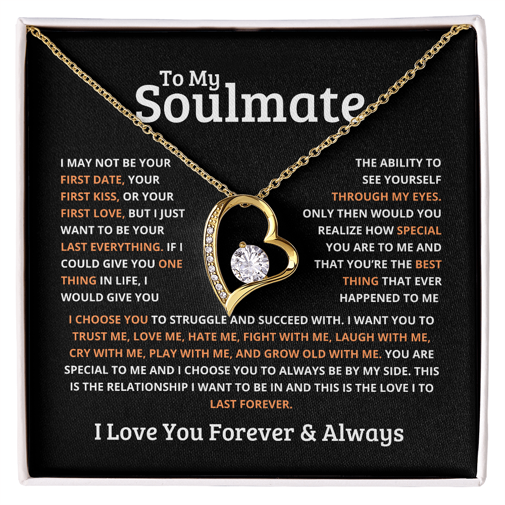 Gold heart-shaped necklace for gold with a sparkling gemstone from ShineOn Fulfillment in black gift box