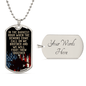 Necklace dog tag with patriotic design and custom engraved text option by Someone Said Gift