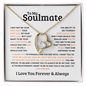Tiffany's necklace heart pendant in gold with a sparkling stone on a soulmate message card