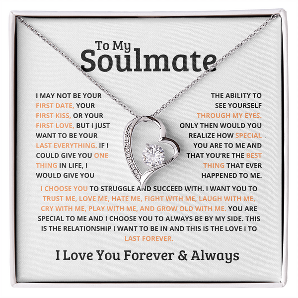 "I love you forever & always" Gold Heart Necklace - Gift for Soulmate