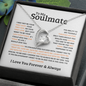 Tiffany's necklace heart pendant with a crystal inside displayed in a gift box with soulmate message