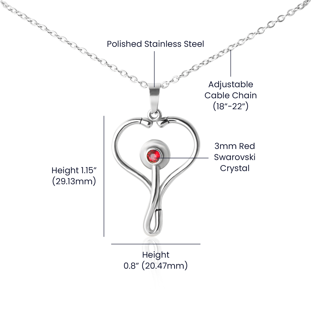 ShineOn Fulfillment tiffany's necklace heart polished stainless steel with red Swarovski crystal pendant