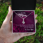 ShineOn Fulfillment silver pendant necklace in gift box with To My Mom card held in hand the only person alluring beauty necklace