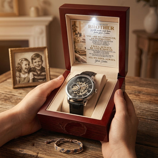 To My Brother – “You Are My Strength” Openwork Automatic Watch From Sister